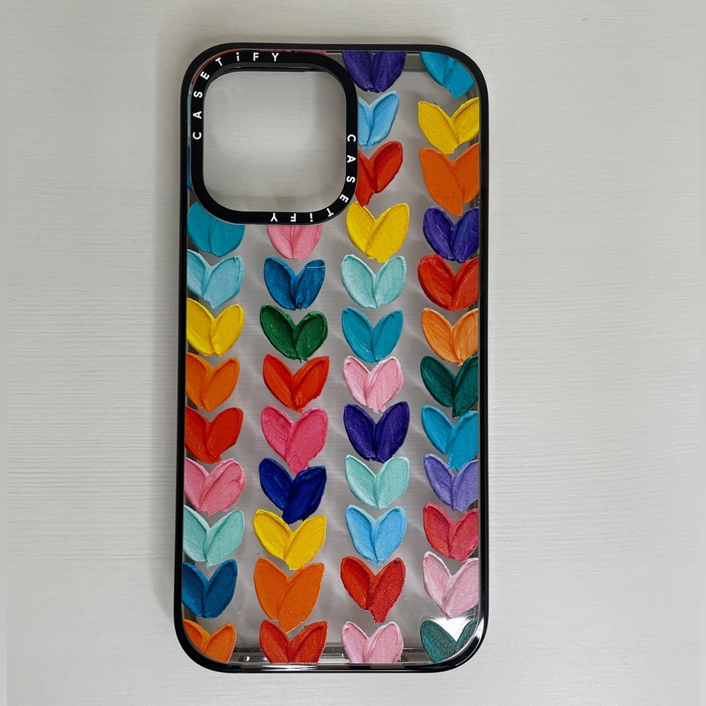 Casetify iPhone 14 ProMax - Clear Polka Daub Hearts